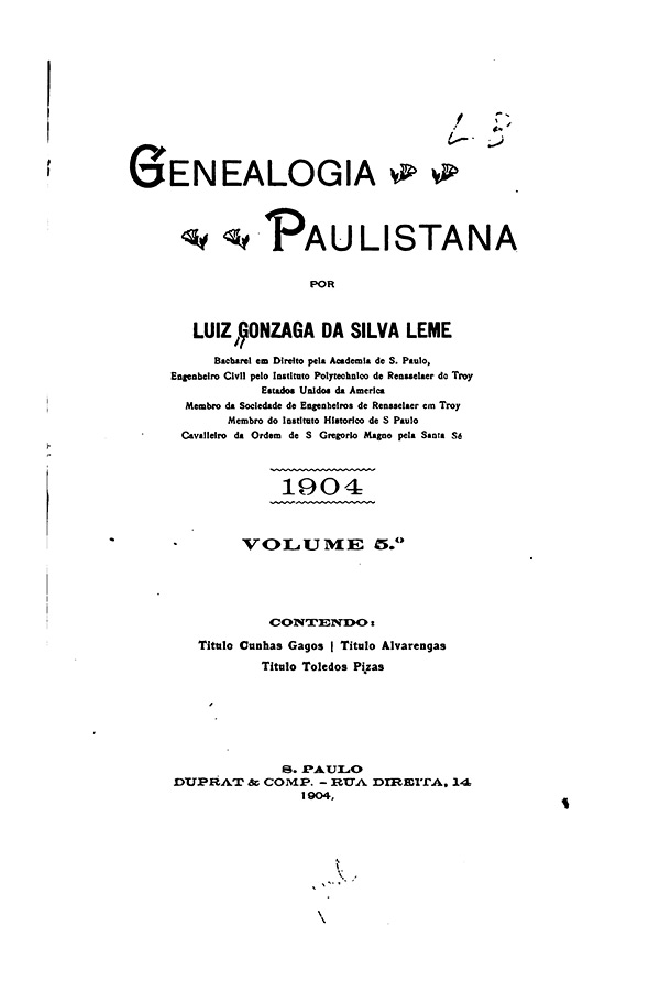 ebook genealogia paulistana Vol